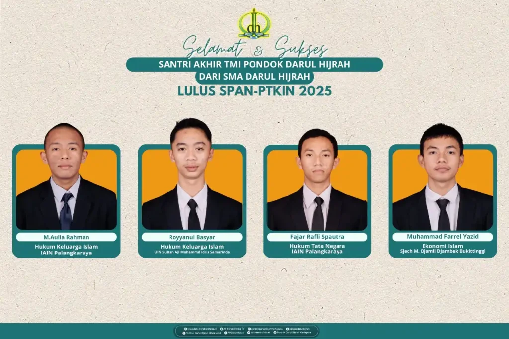 4 santri sma berdasarkan hasil span ptkin 2025 dinyatakan lulus