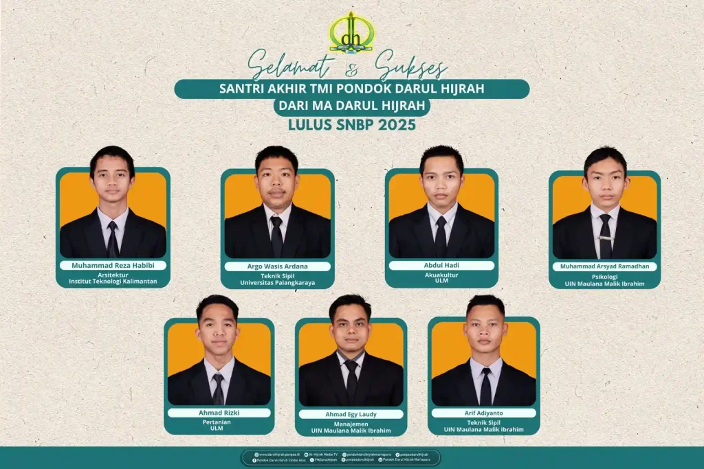 setelah pengumuman eligible snbp 2025 santri Pondok Darul Hijrah dari Lembaga MA Darul Hijrah berhasil lolos seleksi