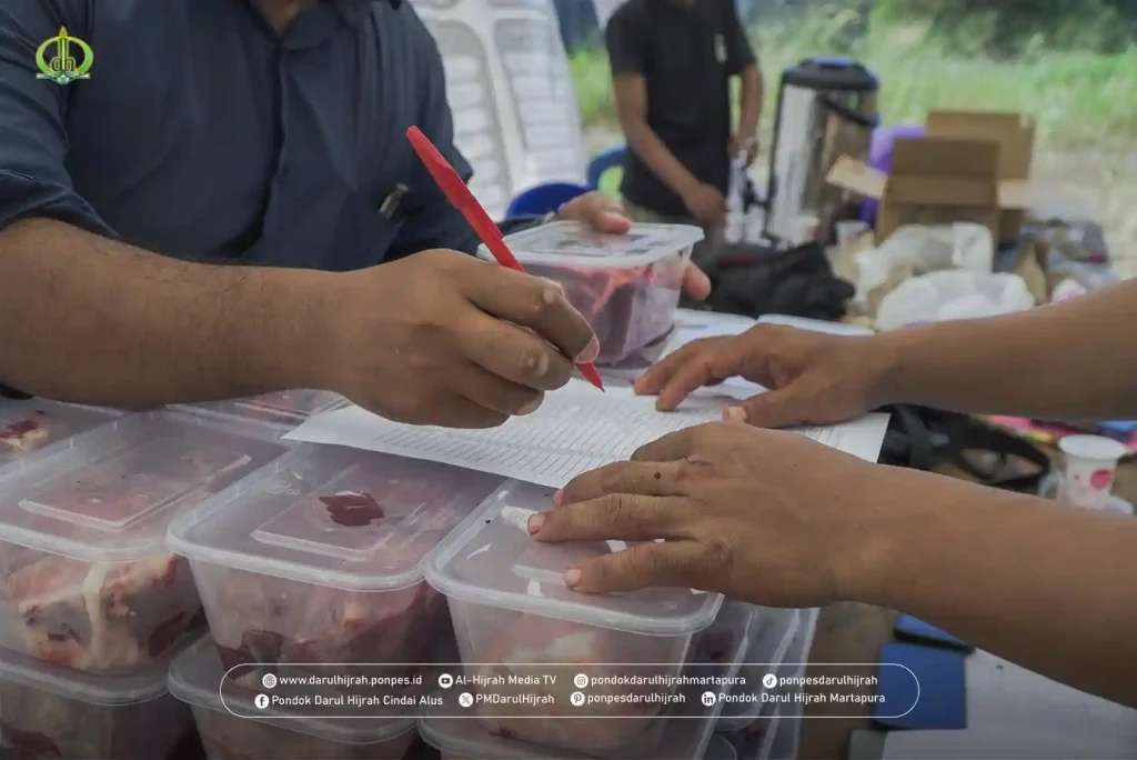 Daftar pembagian daging qurban Pondok Darul Hijrah cindai Alus Martpura Kalimantan Selatan
